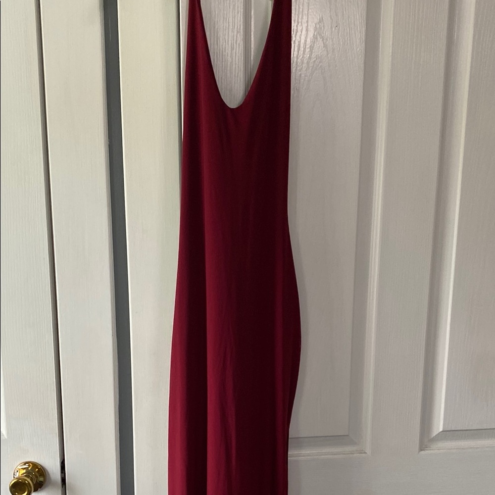 Windsor Red Sheath Cocktail Dress halter, low back, midi dress